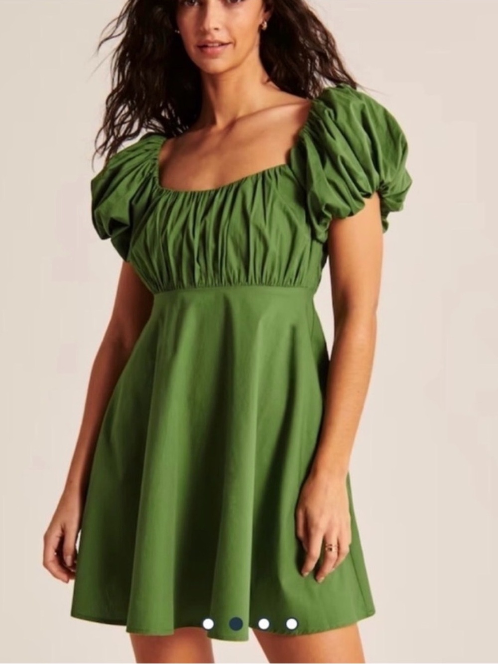 Abercrombie & Fitch Olive Green Puff-Sleeve Mini Dress